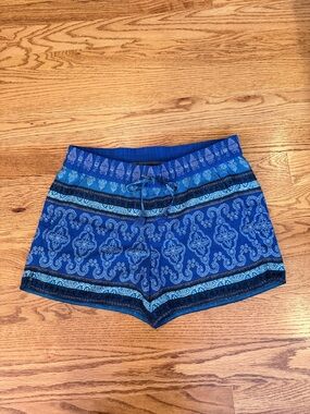 LOFT Blue Paisley-Print Flowy  Shorts